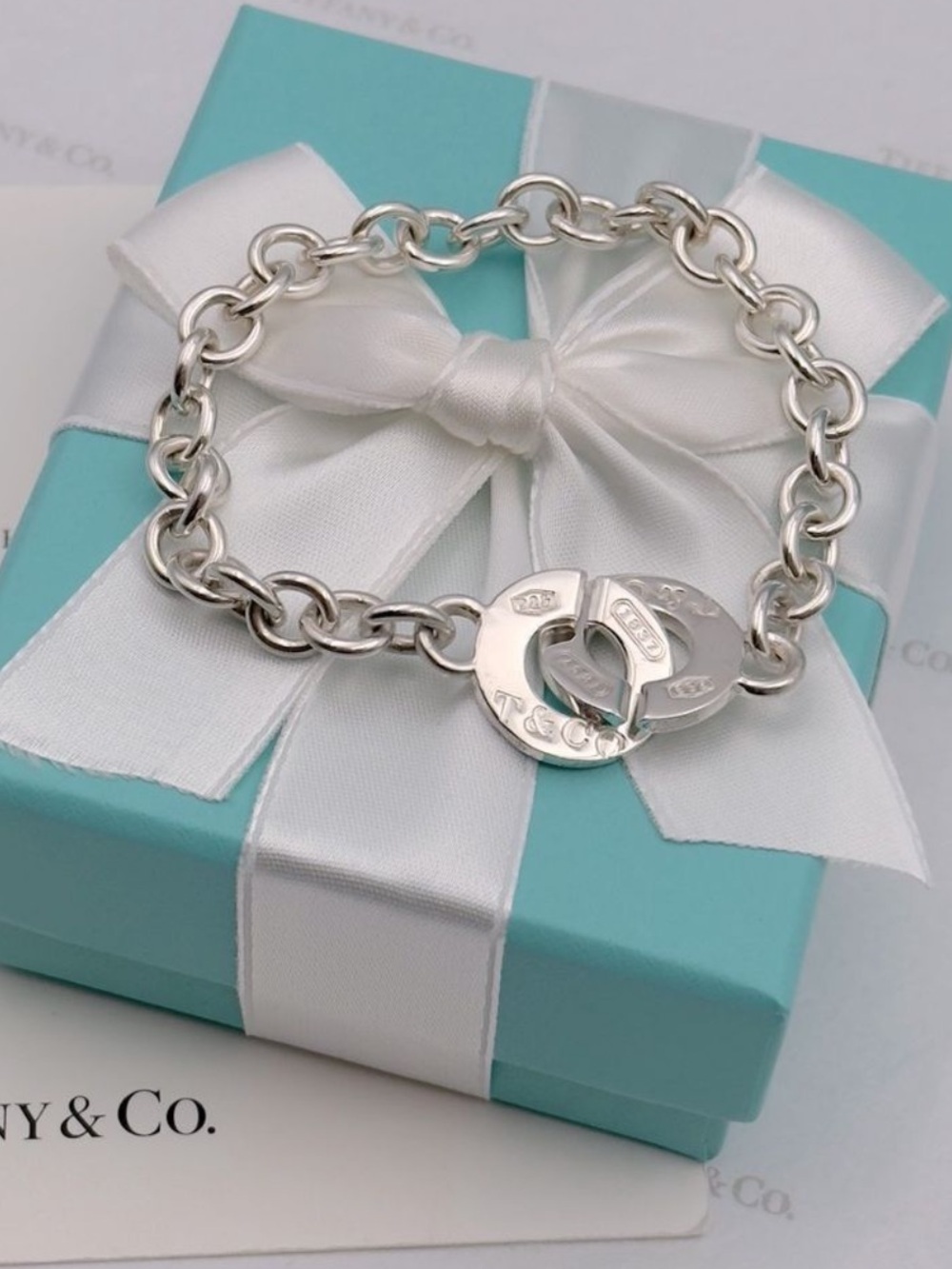 Tiffany & Co T&CO. 1837 Interlocking Circle Toggle Bracelet Sterling Silver 925 - Picture 8 of 10